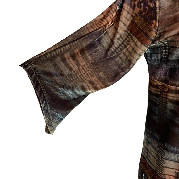 One World Velvet Print Top Sequin & Lace Trim LRG Whimsygoth Forest Fairy Grunge - Picture 5 of 10